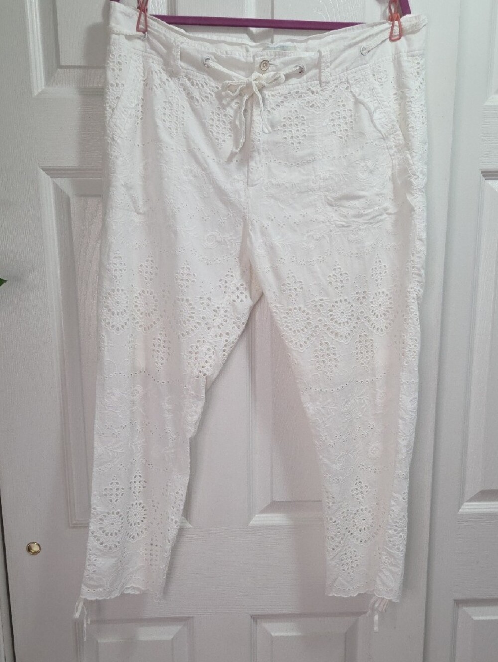 Sundance White Eyelet Drawstring Pants - Picture 2 of 6